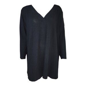 Avenue Top Womens Plus Size 26/28 Black Shirt Pullover V Neck Minimalist Stretch